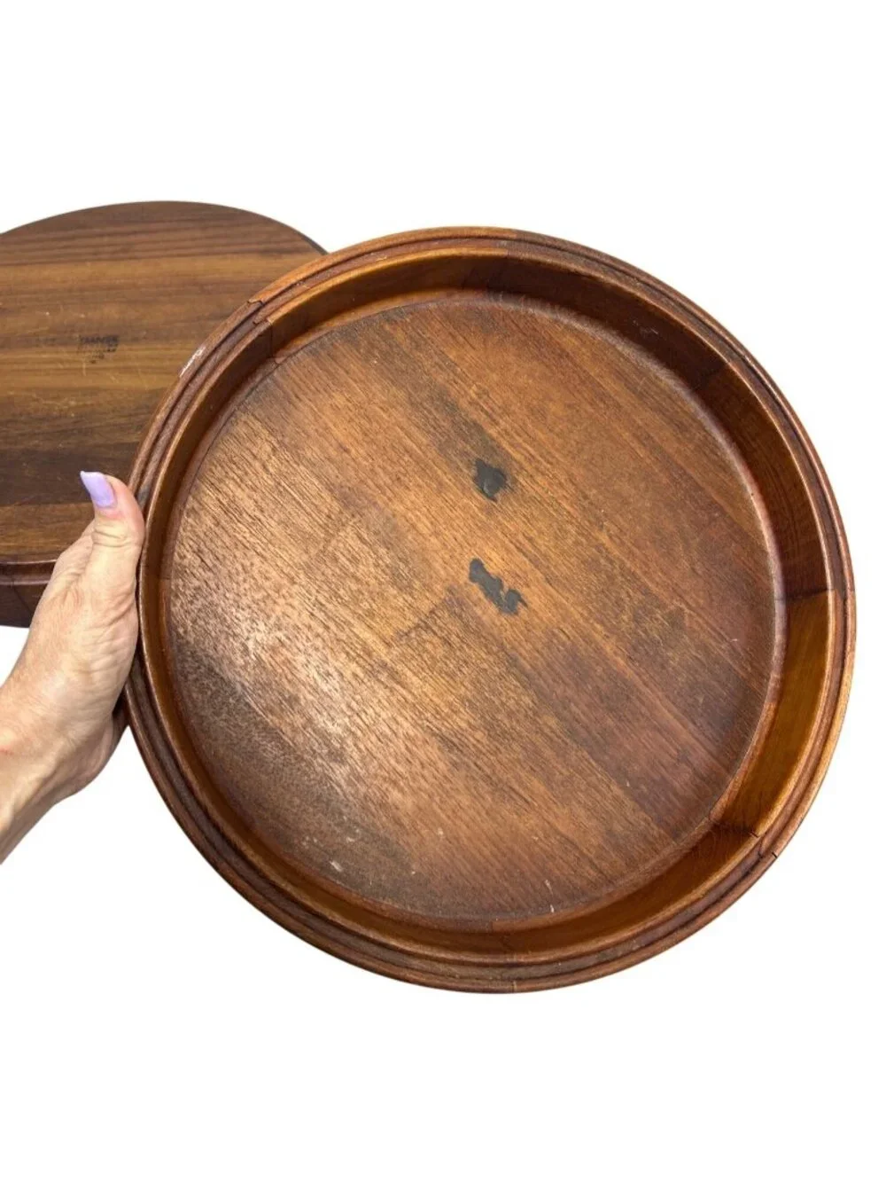 Vtg Dansk Designs Denmark IHQ Teak Round Serving Trays Set of 2 Jens Quistgaard